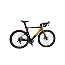 LIANAI Bike LIANAIzxc Bikes Carbon Fiber Frame Road BikeComplete Hydraulic Disk Brake for Adult 22 Speed Full Carbon Bicycle (Color : Gold, Size : Large)