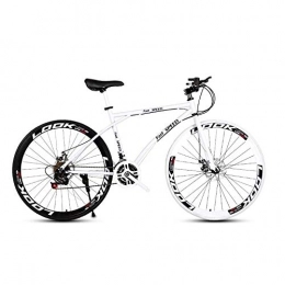 LRHD Road Bike LRHD Men's And Women's Road Bicycles, 24-speed 26-inch Bicycles, Adult-only, High Carbon Steel Frame, Road Bicycle Racing, Wheeled Road Bicycle Double Disc Brake Bicycle (white) (Size : L)