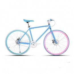 LRHD Road Bike LRHD Road Bike For Men And Women, Simple Bicycle, Adult Women's Bicycle, Student Men's Double Disc Brake Sports Car, 26 / 24 Inch Two, Pneumatic Racing(Blue Pink) (Size : XL)