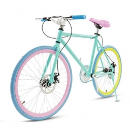 LRHD Bike LRHD Road Bike For Men And Women, Simple Bicycle, Adult Women's Bicycle, Student Men's Double Disc Brake Sports Car, 26 / 24 Inch Two, Pneumatic Racing(Green, Blue And Pink) (Size : XL)