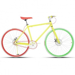 LRHD Road Bike LRHD Road Bike For Men And Women, Simple Bicycle, Adult Women's Bicycle, Student Men's Double Disc Brake Sports Car, 26 / 24 Inch Two, Pneumatic Racing(Red, Green And Yellow) (Size : L)