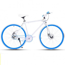 LRHD Bike LRHD Road Bike For Men And Women, Simple Bicycle, Adult Women's Bicycle, Student Men's Double Disc Brake Sports Car, 26 / 24 Inch Two, Pneumatic Racing(White) (Size : L)