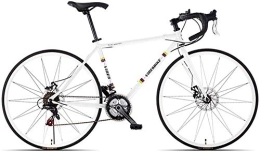 Lyyy Road Bike Lyyy 21 Speed Road Bicycle, High-carbon Steel Frame Men's Road Bike, 700C Wheels City Commuter Bicycle with Dual Disc Brake YCHAOYUE (Color : White, Size : Bent Handle)