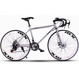 HAOYF Road Bike Men And Women Road Bicycles, 24-Speed 26-Inch Bicycles, High Carbon Steel Frame, Road Bicycle Racing, Double Disc Brake Bicycles, Rider Height 165-185 Cm (5.4-6 Feet), Silver