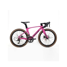  Road Bike Mens Bicycle Carbon Fiber Road Bike 22 Speed disc Brake fit (Color : White) (Pink)