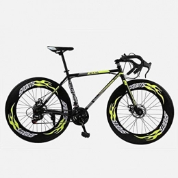 MG Road Bike MG Road Bicycle, 26 Inches 27-Speed Bikes, Double Disc Brake, High Carbon Steel Frame, Road Bicycle Racing, Men's and Women Adult 6-6, Yellow