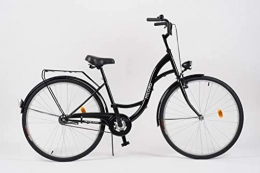 Milord Bikes Road Bike Milord. 2018 City Comfort Bike, Ladies Dutch Style with Rear Carrier, 3 Speed, Black, 28 inch