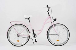 Milord Bikes Road Bike Milord. 2018 City Comfort Bike, Ladies Dutch Style with Rear Carrier, 3 Speed, Pink, 28 inch