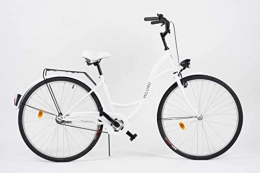 Milord Bikes Road Bike Milord. 2018 City Comfort Bike, Ladies Dutch Style with Rear Carrier, 3 Speed, White, 28 inch