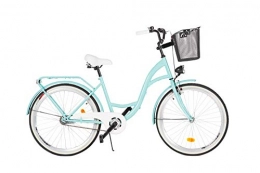 Milord Bikes Road Bike Milord. 2018 City Comfort Bike with Basket, Ladies Dutch Style, 1 Speed, Aqua, 26 inch