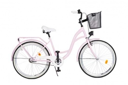 Milord Bikes Road Bike Milord. 2018 City Comfort Bike with Basket, Ladies Dutch Style, 1 Speed, Pink, 26 inch
