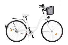 Milord Bikes Road Bike Milord. 2018 City Comfort Bike with Basket, Ladies Dutch Style, 1 Speed, White, 28 inch