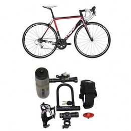 Moda Bike Moda Vivo Super Light Micro Tech Road Bike, Red / Black, 46CM Frame with Cycling Essentials Pack