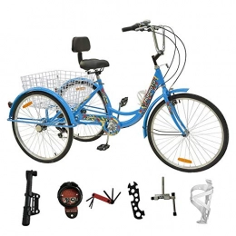 MOPHOTO Adult Tricycle Trike Cruiser Bike Three-Wheeled Bicycle w/Large Basket and Maintenance Tools, Men's Women's Cruiser Bicycles, 24 Inch Wheel Size Bike Trike, UK Warehouse Shipment