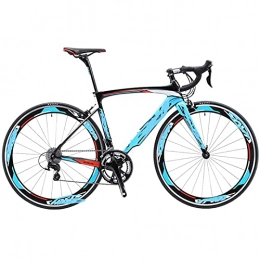 CDPC Road Bike Mountain Bike 700C Carbon Fiber Road Bike Front Fork Bike Road Bike, 18-speed, (Color : Blue)