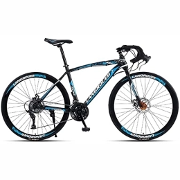KOSFA Road Bike Mountain Bike Adult, 26 Inch Wheels, Carbon Steel Mountain Bike 21 / 24 / 27 / 30 Speed Bicycle Full Suspension MTB Gears Dual Disc Brakes, Blue, 24 Speed
