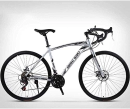Mu Bike MU 26-Inch Road Bicycle, 24-Speed Bikes, Double Disc Brake, High Carbon Steel Frame, Road Bicycle Racing, Silver