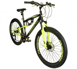 Muddyfox Bike Muddyfox 26" Full Suspension 21 Speed Mountain Bike in Black and Hi Viz Yellow with 18" Frame