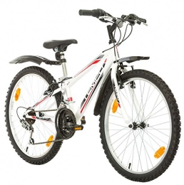 Multibrand Distribution Road Bike Multibrand, PROBIKE TEMPO, 24 inch, 450mm, Mountain Bike, 18 speed, Unisex, Front+Rear Mudgard, WHITE GLOSS (White (Mudguard))