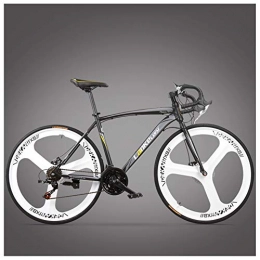 NENGGE Road Bike NENGGE Road Bike, Adult High-carbon Steel Frame Ultra-Light Bicycle, Carbon Fiber Fork Endurance Road Bicycle, City Utility Bike, 3 Spoke Black, 21 Speed
