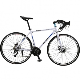 PBTRM Bike PBTRM 700C Road Bike 26.8 Inch 27-Speed Aluminum Alloy Variable Speed Double Disc Brake Road Bike Cycling for Men Women, white blue