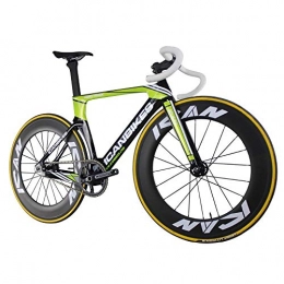 peipei Road Bike peipei Full carbon aviation fixed gear track bicycle, single speed bicycle without brake UD bright green, finished size 49 / 51 / 54 / 56cm