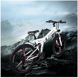 POTHUNTER Bike POTHUNTER Electric Mountain Bike, Foldable Mountain Bike 350W Power Travel Bicycle 48V8AH Electric Bicycle 26 Inch Front And Rear Double Disc Brake Aluminum Bicycle (for Adults, Students), White-48V8ah