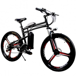 PXQ Road Bike PXQ Electric Mountain Bike 36V10Ah 250W Adults 26Inch Full Suspension Fork Bicycles with LCD Instrument Booster, 21 Speeds Double Shock Absorber Folding E-Bike, Black