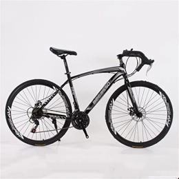 QCLU Road Bike QCLU Mountain Bike, Outdoor Cycling, 26 inch Road Bike, Adult Bicycles, Full Suspension Aluminum Road Bike with 21- speed 700c Disc Brake (Color : Black)