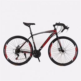 QCLU Bike QCLU Mountain Bike, Outdoor Cycling, 26 inch Road Bike, Adult Bicycles, Full Suspension Aluminum Road Bike with 21- speed 700c Disc Brake (Color : Red)