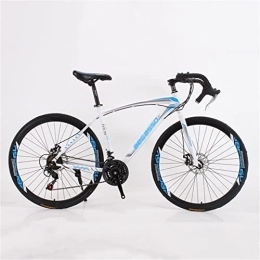 QCLU Road Bike QCLU Mountain Bike, Outdoor Cycling, 26 inch Road Bike, Adult Bicycles, Full Suspension Aluminum Road Bike with 21- speed 700c Disc Brake (Color : White)