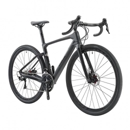 QILIYING Cruiser Bike Carbon Fiber Gravel Disc Brake Road Bike R11-R7000 22-speed Road Bike Racing Gravel Bike 18/22-speed Bike with 700x40C Tire (Color : Light Grey, Size : SHIMANO SORA 18S)