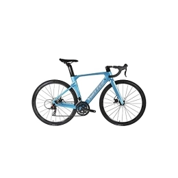 QYTEC  QYTECzxc Mens Bicycle Road Bike Disc Brake Road Bike Carbon Frame Fork Integrated Handlebar Full Inner-Cables Hide (Color : Blue, Size : 46cm)