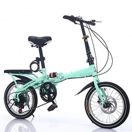 RBH 20" Light Alloy Folding City Bicycle Mountain Bike 7 Speed Gear Transmission Lightweight Aluminum Frame Foldable - Suitable for Outdoor Cycling,Green
