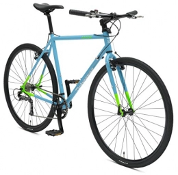 Retrospec Road Bike Retrospec Bicycles AMOK V2 CycloCross Nine-Speed / Commuter Bike with Chromoly Frame, Hi-Vis Blue, 50cm / Small