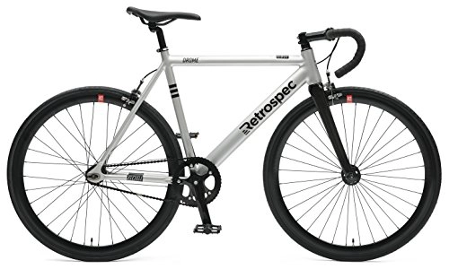 Retrospec Bike Retrospec Men's Drome Fixed-Gear Track with Carbon Fork Bicycle, Brushed Alloy, Large