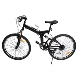 Ridgeyard Bike Ridgeyard 26" 7 Speed Folding Foldable Adjustable City Mountain Bike Bicycles School Sports Shimano (Black)