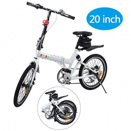 Ridgeyard Bike Ridgeyard Foldable Bicycle 20 Inch 6-Speed Folding Bike + LED Battery Light + Seat Bag + Bike Bell (white)