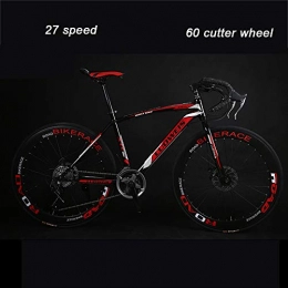 ZYZYZY Road Bike Road Bicycles Adult 27 Speed Bikes Lightweight Double Disc Brake High Carbon Steel Frame Curved Handlebar Racing Bicycle D 27 Speed