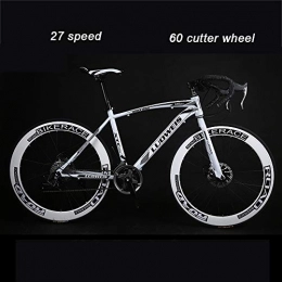 ZYZYZY Road Bike Road Bicycles Adult 27 Speed Bikes Lightweight Double Disc Brake High Carbon Steel Frame Curved Handlebar Racing Bicycle F 27 Speed