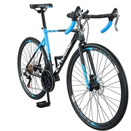 EUROBIKE Road Bike Road Bike, 54cm Frame Men Road Bike, 21 speeds, Dual-Disc Brakes, 700C Wheels for Men, Women off Road Bike Racing Bicycle (Black Blue)