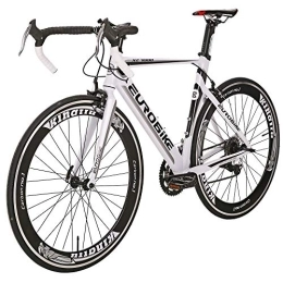 EUROBIKE Bike Road Bike 700C Wheel 54cm Aluminum Frame for Men and Women Light Weight 14 Speed (WHITE)
