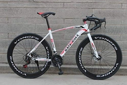 KaO0YaN Bike Road Bike Adult, Men 700C Wheels Racing Bicycle With Dual Disc Brake, High Carbon Steel Frame, City Hybrid Bikes For Women Men, 26 Inch-White Red