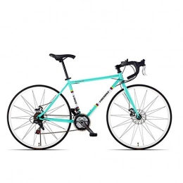  Bike Road Bike Bicycle Double Shock Absorbing Bending Straight Shifting Adult Men's Women's Bicycles Teenager Students Off-road (Color : Bianchi, Size : Straight)
