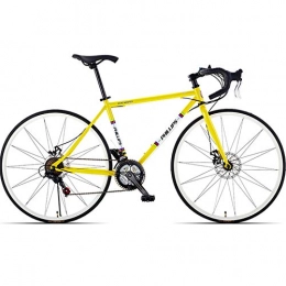 BNMKL Bike Road Bike, Men's And Women's Road Bicycles 21 Speed with Dual Disc Brake, Aluminum Frame 700C City Bike Bicycle for Adults, Yellow