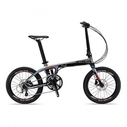 SAVA  SAVA 20 Carbon Fiber Frame Folding Bicycle Lightweight 20 Speed Shimano 4700 System Disc Brake Foldable Bike (Silver Grey)