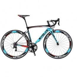 SAVA  SAVA T700 Carbon Fiber 700C Road Bike with SHIMANO 3000 18 Speed Derailleur System and Double V Brake (Blue, 52cm)