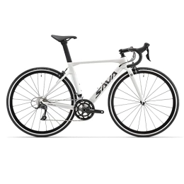 SAVADECK Road Bike SAVADECK Carbon Road Bike, Warwinds3.0 700C Racing Bicycle Carbon Fiber Frame Carbon fork and seat post with Shimano SORA 18 Speed Derailleur System and Double V Brake (White, 54cm)