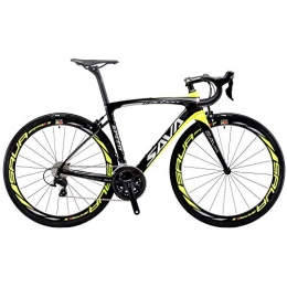 SAVADECK  SAVADECK Herd6.0 Carbon Road Bike T800 Full Carbon Fiber 700C Racing Bike with Shimano 105 R7000 22 Speed Groupset and 3K Carbon Clincher Wheelset Ultralight Road Bicycle (Black Yellow, 48cm)
