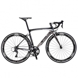 SKNIGHT Road Bike SKNIGHT Warwind5.0 700C Road Bike T800 Carbon Fiber Frame / Fork / Seatpost Cycling Bicycle with SHIMANO 105 R7000 22 Speed Derailleur System (Black Grey, 50cm)